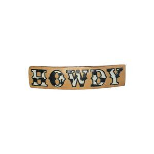 FAUX LEATHER COW PRINT HOWDY BARRETTE
